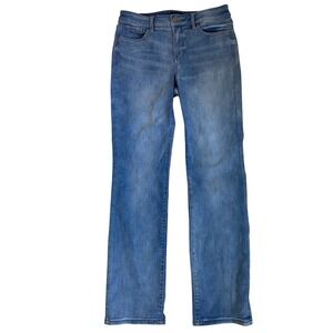 NYDJ Marilyn Straight Jeans Biscayne Blue Lift Tuck High Rise Size 8 MINQMS2299